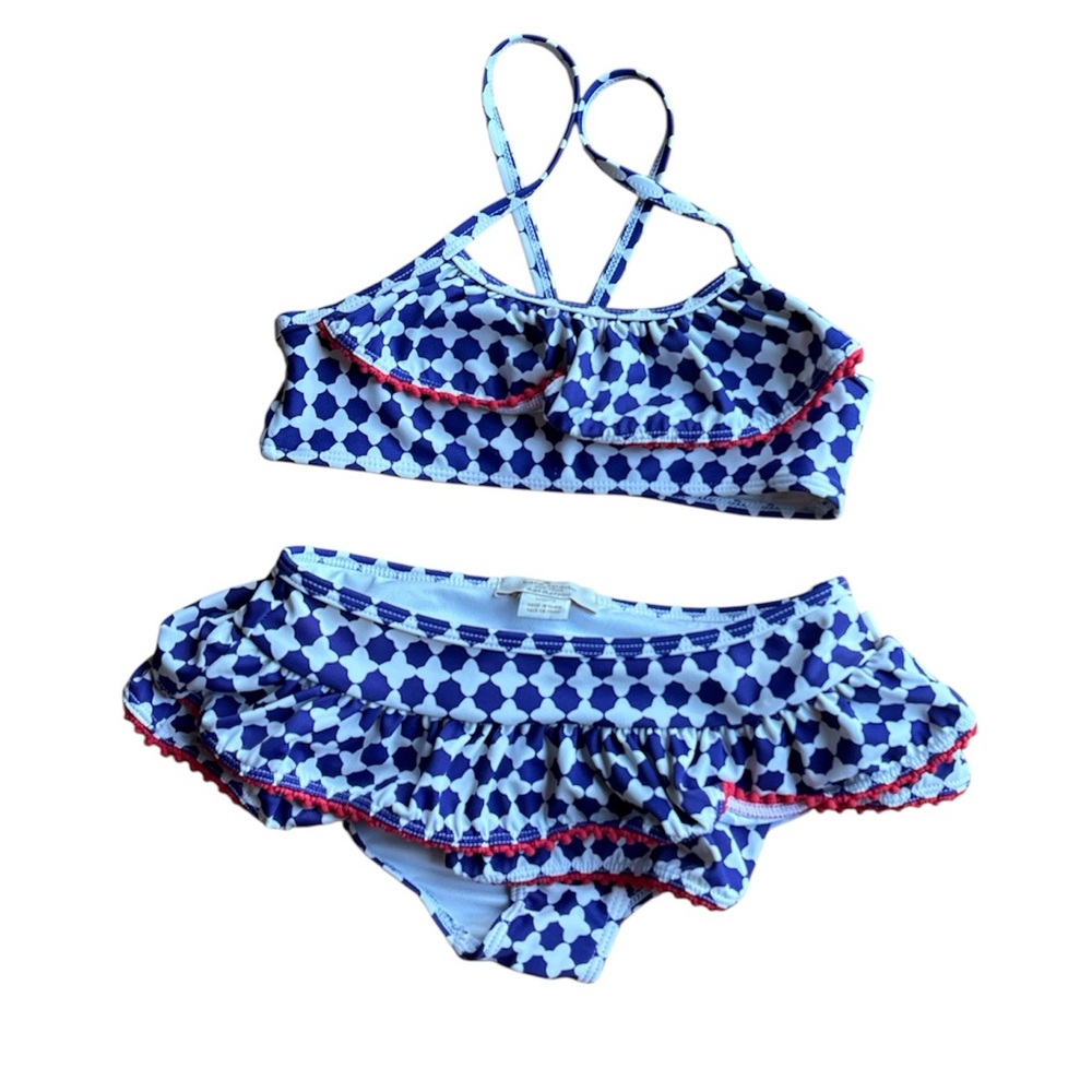 Kate spade size 7 swimsuit blue and white